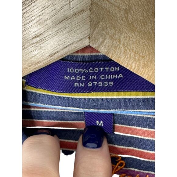 Alan Flasser Multi-Color Stripe Cotton Long Sleeve Button-Up Shirt Men's Medium - Picture 3 of 7